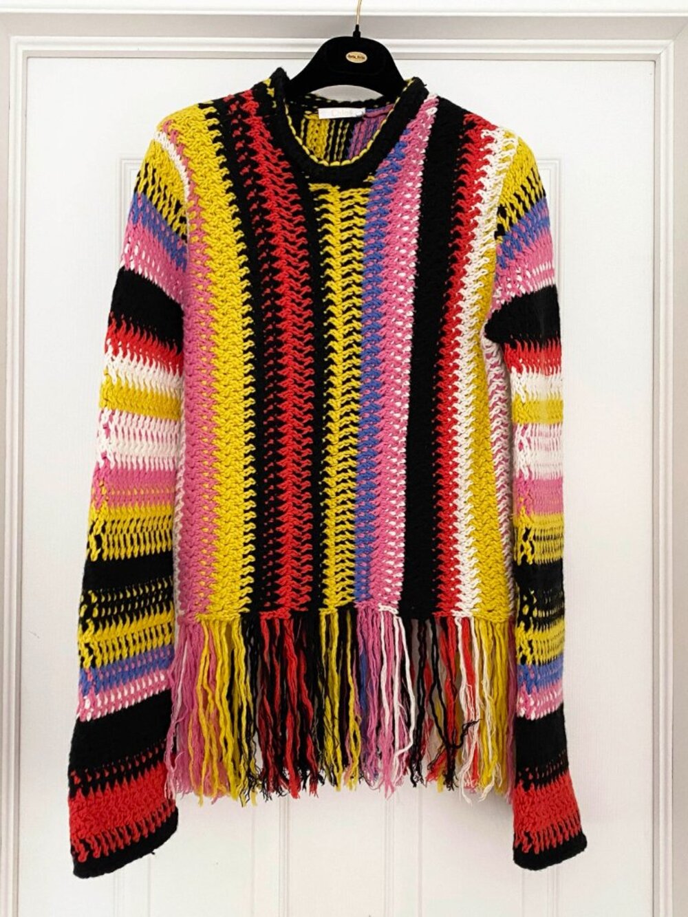 Chloe Pink Crochet Multicoloured Sweater, size Medium (fits size small) - Picture 6 of 12